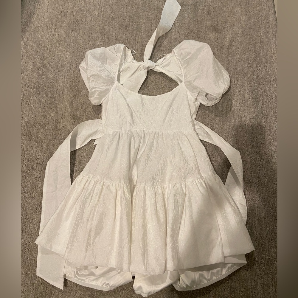 White Puff Sleeve Dress